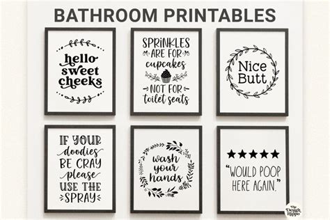 Bathroom Wall Art Printables Set Of 6 Funny 1347999