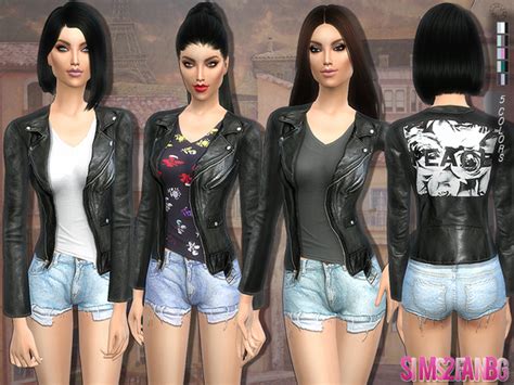 120 Outfit With Leather Jacket By Sims2fanbg At Tsr Sims 4 Updates