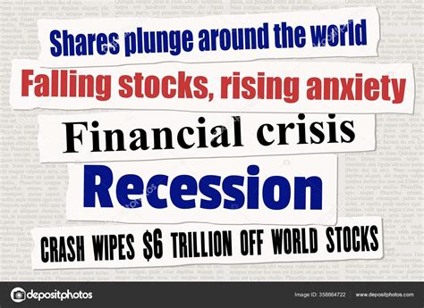 financial crisis newspaper titles stock markets falling news headline collection stock vector