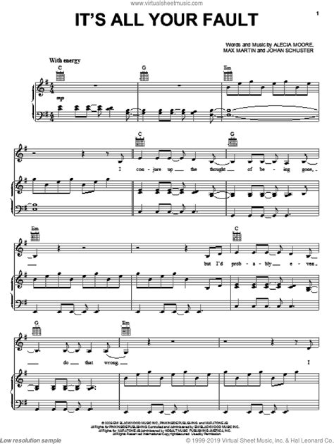 Its All Your Fault Sheet Music For Voice Piano Or Guitar Pdf