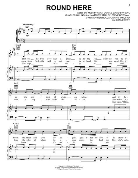 Counting Crows Round Here Sheet Music Notes Download Printable Pdf