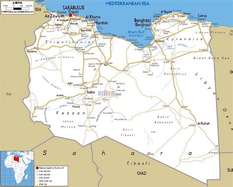 Large Road Map Of Libya With Cities And Airports Libya Africa Mapsland Maps Of The World