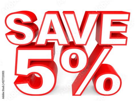 Discount 5 Percent Off 3d Illustration On White Background Stock