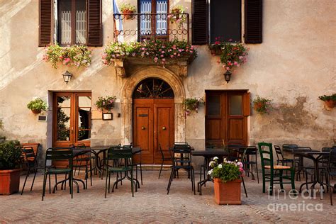 Retro Romantic Restaurant Cafe In A Small Italian Town Photograph By