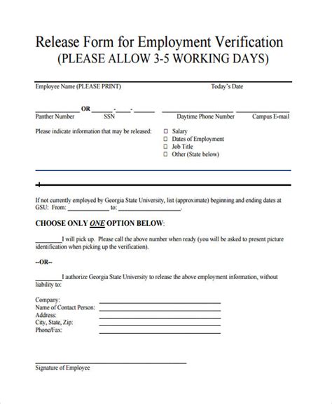 Foreign nationals must receive authorization under this scenario, the new employer is allowed to employ the foreign national even though it must be noted that the current list of acceptable employment verification documents for. FREE 10+ Employment Verification Forms in PDF | Ms Word