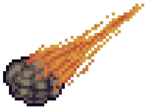 Pixel Art Meteor Asteroid Comet 8bit Game Item On White Background