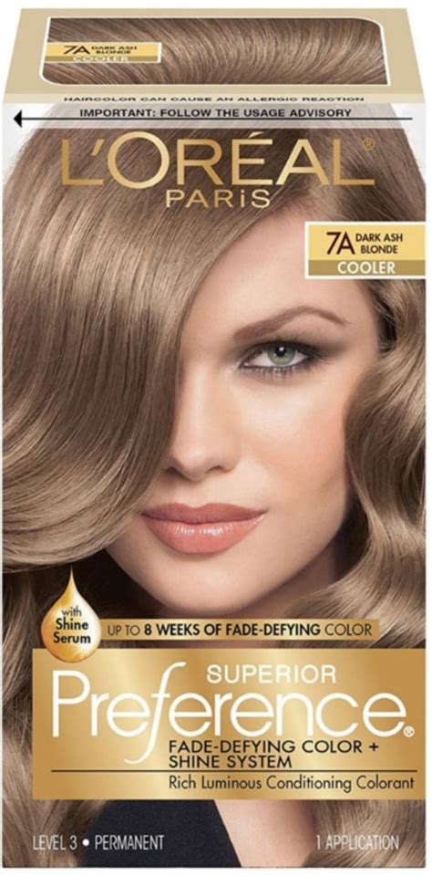 Loreal Paris Superior Preference Fade Defying Color And Shine System 7a Dark Ash Blonde Cooler