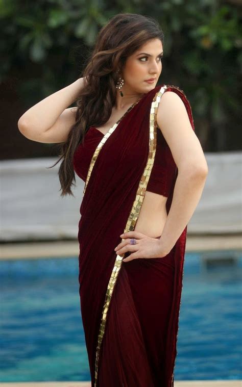 zarine khan hot in saree sleevless blouse exposing big boobs sexy naked body curves unseen