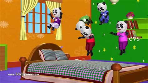 Five Little Pandas Jumping On The Bed Kids Songs 3d English