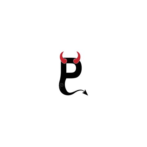 diseño del logotipo vectorial de la letra p con cuernos diabólicos e icono de cola vector png