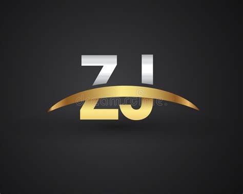 zj initial logo company name colored gold and silver swoosh design vector logo for business and