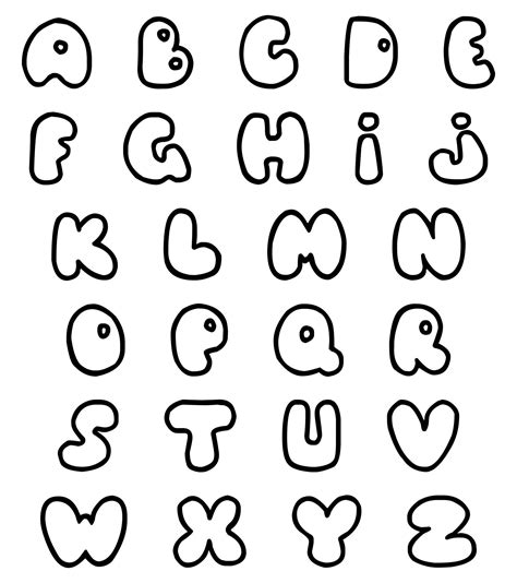 Printable Bubble Letters Alphabet In 2021 Font Styles Alphabet Bubble Letter Fonts Lettering