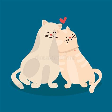 Isolated Cat Couple Valentines Day Vectorcouple Of Cute Cats In