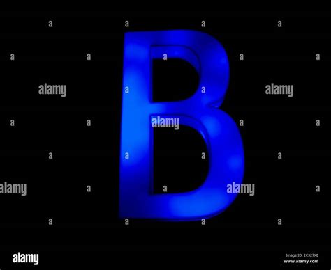 Blue Neon Light Capital Letter B Over Black Background Stock Photo Alamy