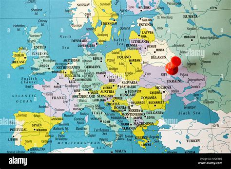 Politische Karte Von Europa Stadt Kiew Hauptstadt Der Ukraine