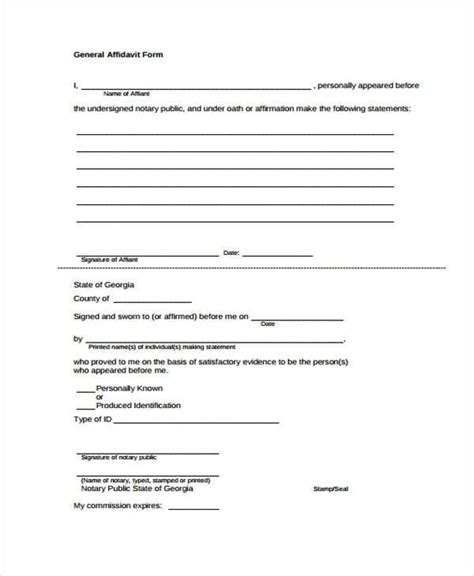 Personal Affidavit Template