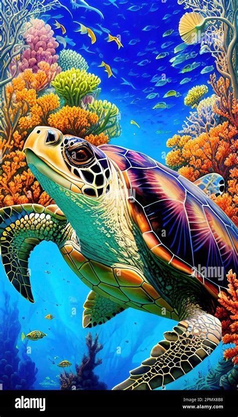 Green Sea Turtle Art Stock Photo Alamy