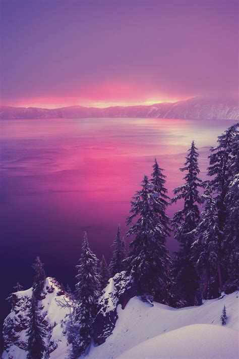 Winter Sunrise At Crater Lake Oregon By David Swindler