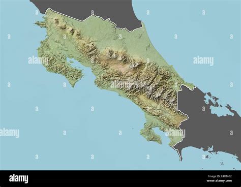 Costa Rica Relief Map With Border And Mask Stock Photo Alamy