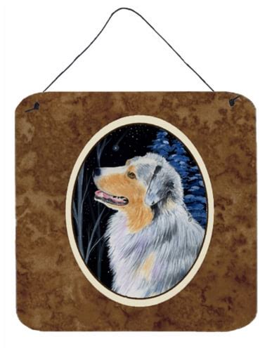 Starry Night Australian Shepherd Wall Or Door Hanging Prints 6hx6w