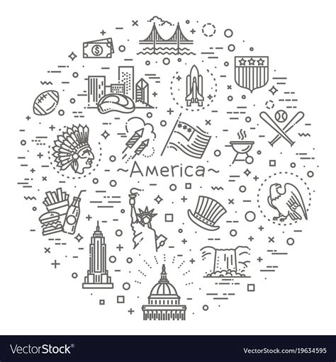 American Culture Icons Culture Signs Of The Usa Vector Image