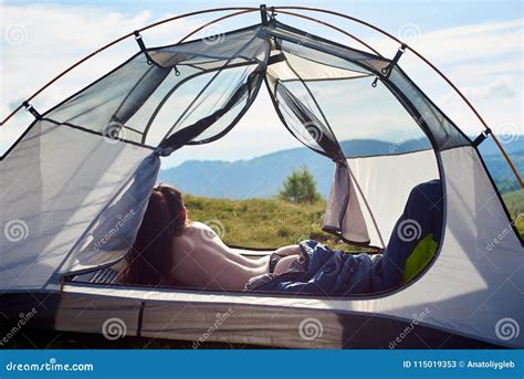 Attractive Naked Woman In Camping Stock Image Image Of Equipment Body