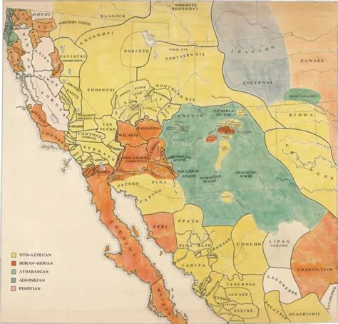 Map Us Mexico Indigenous Language Groups Native American X