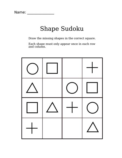 Math crossword puzzle # 13 place value (thousands, hundreds); Easy Shapes Sudoku for Kindergarteners | Fun math ...