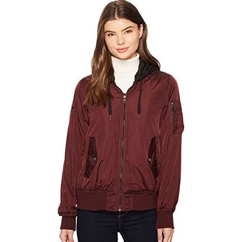 Womens Hooded Bomber Jacket Merlot Small Find Out More About The