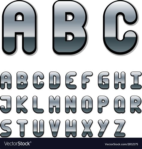 Chrome Font Alphabet Royalty Free Vector Image