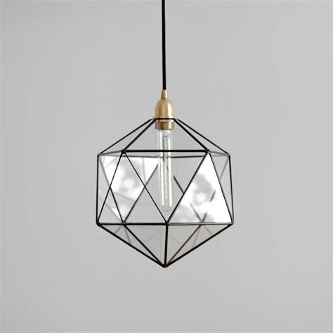 Icosahedron Glass Chandelier Geometric Pendant Light Modern Warm