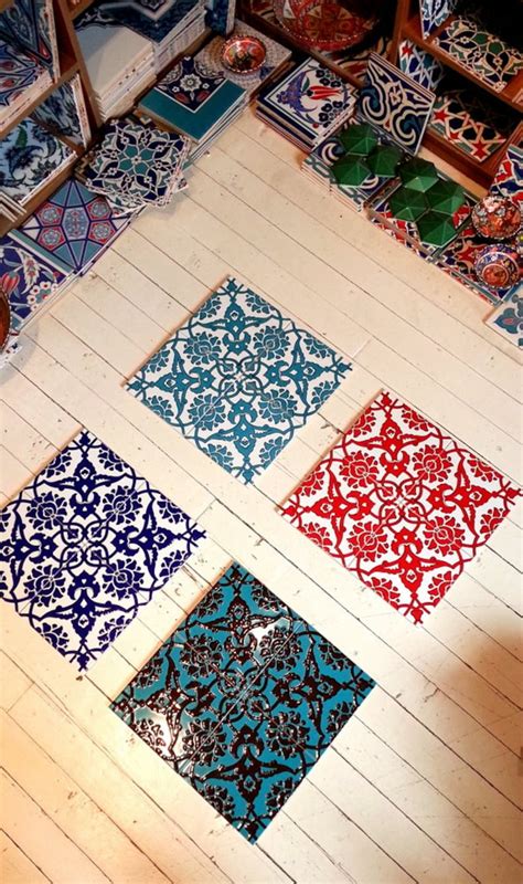 Iznik Tile Relief Tile And Handmade Wall Tiles With 16 Pieces Each