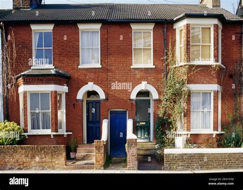 Late Victorianedwardian Brick Semi Detached Cottages With Doors To