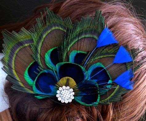 bridal peacock feather hair accessory hair clip comb etsy