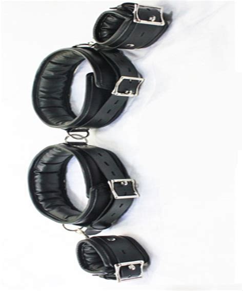buy bdsm leather legs hand wrist cuffs lockable bondage belt slave in adult