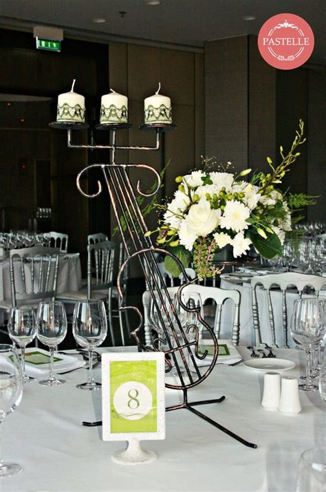 Music And Mint Green Wedding Decoration Centerpiece Violin Inspired