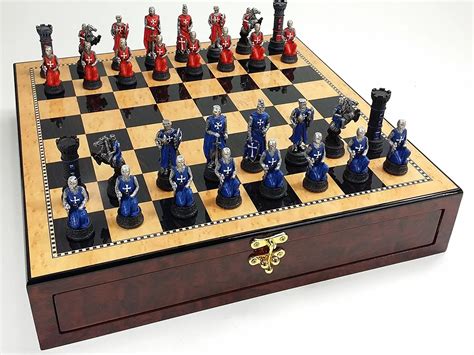 Buy Medieval Times Crusades Warrior White And Blue Chess Set Hand Painted