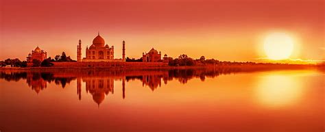 Monuments Taj Mahal Agra Building Dome India Monument Reflection