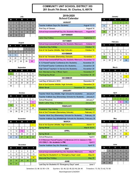 District 303 School Calendar 2019 20 Important Dates To Know St