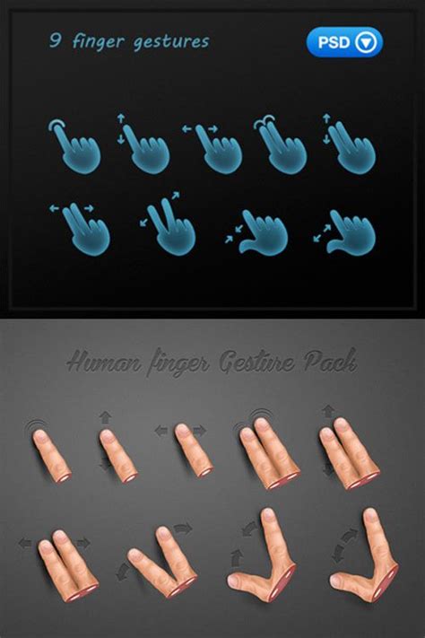 10 Sets Of Free Gesture Icons To Promotedemonstrate Or Design Multi