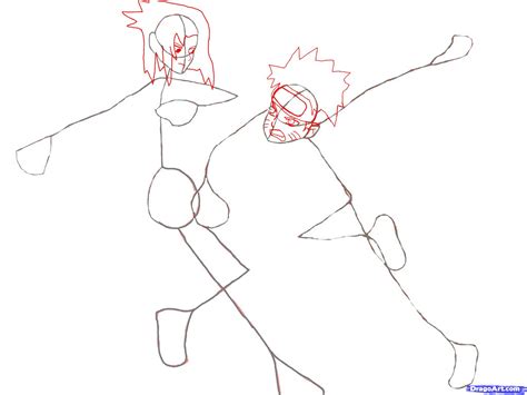 Step 3 How To Draw Naruto Vs Sasuke