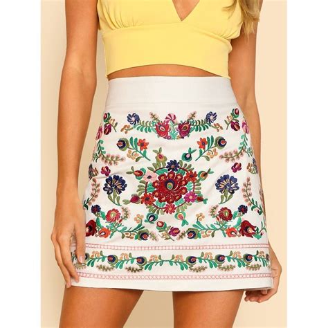 Embroidered Wide Waist Skirt With Images Wide Waist Skirt Flower