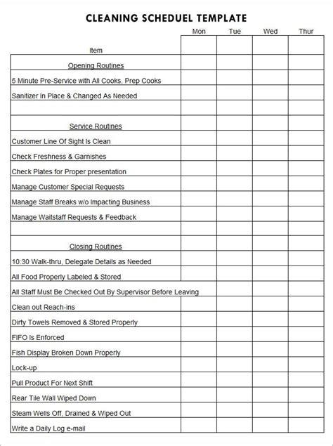 Kitchen sanitation checklist fill out and sign printable pdf. 45+ Cleaning Schedule Templates - PDF, DOC, Xls | Free ...