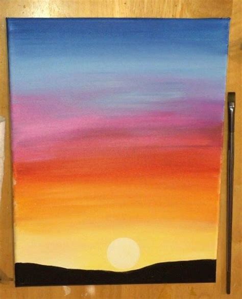 How To Paint A Sunset Step By Step Acrylic Tutorial For Beginners Sunset Canvas Painting