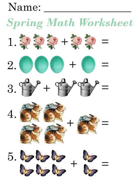 lilac lavender kids spring math worksheets