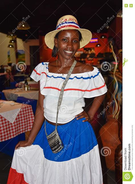Santo Domingo Dominican Republic Girl In Traditional Dominican Dress