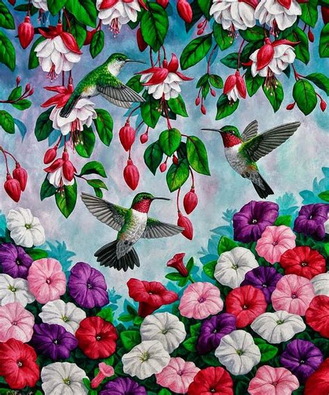 Cuadro Pintado Con Flores Y Pajaros En 2019 Arte De Bosque Pintura