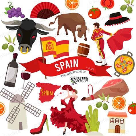 Spain Travel Clip Art Spanish Flag Europe Continent World Country