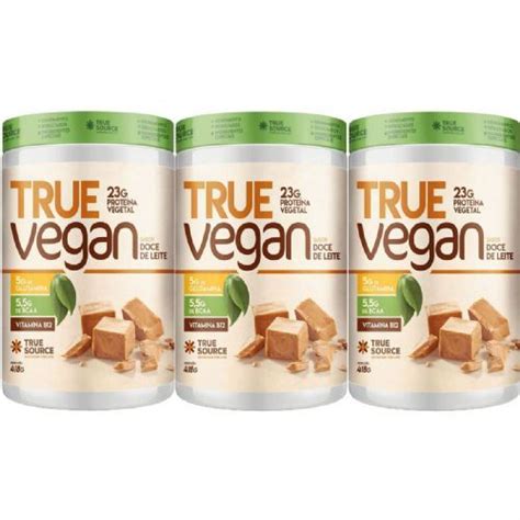 Kit 3X True Vegan Proteína Vegetal 418g Doce de Leite True Source