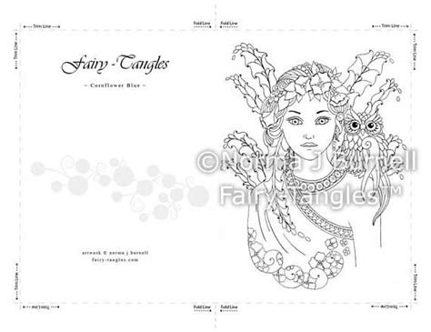Printable Fairy Tangles Greeting Cards To Color Norma J Etsy Paper